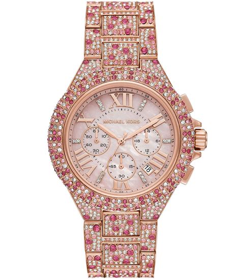 michael kors camille rose golden stainless steel chronograph ladies watch|Michael Kors camille.